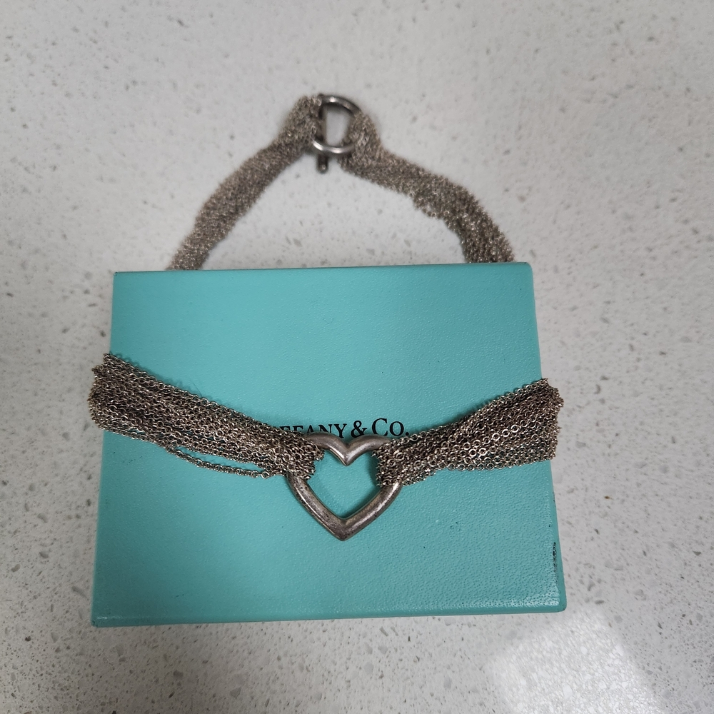 SOLD Tiffany Authentic Silver Mesh Heart Chain Necklace